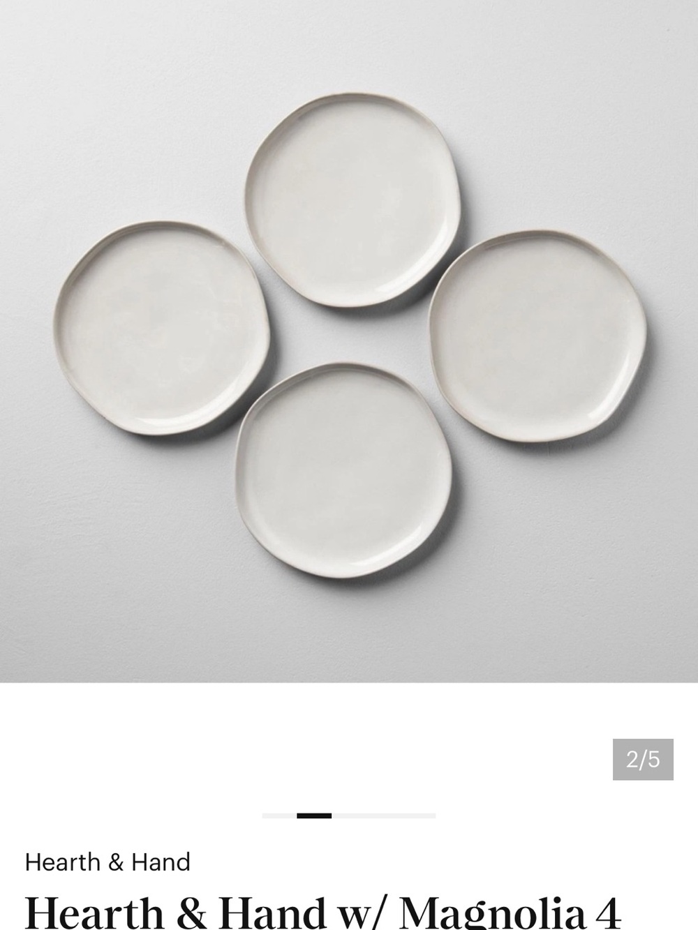 Hearth & Hand Matte White Ceramic Dinner Plates - Set of 4